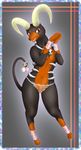  breasts clothed clothing female half-dressed houndoom nintendo panties pok&#233;mon pok&#233;morph pok&eacute;mon red_eyes solo topless underwear unknown_artist video_games wide_hips 