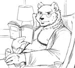  battle_angel bear book bottomless glasses male masturbation open_shirt solo 