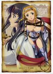  absurdres armor black_hair blonde_hair blue_eyes breasts cleavage highres japanese_clothes large_breasts leina miko queen&#039;s_blade queen's_blade rin-sin sword tomoe weapon 