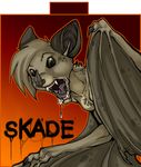  angry bat conbadge drool gaping_maw halloween holly_massey leaf_nosed_bat open_mouth saliva skade solo wings 