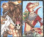  bovine chain_mail fantasy jax_the_bat lizard male medieval minotaur piercing scalie 