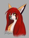  anthro big cat cheetah ears feline female fur gift_art gold_eyes grey_background hair kami kyuushi long_hair looking_at_viewer mammal muzzle no_pupil no_pupils nose plain_background portrait red red_hair snout solo spots white white_fur yellow_eyes 