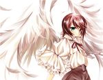  angel_wings brown_hair green_eyes red_eyes rozen_maiden short_hair souseiseki wings 