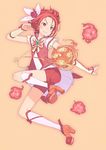  bike_shorts boots brooch bug butterfly cure_rouge earrings fire fireball flower gloves grin hair_flower hair_ornament insect jewelry jumping kneehighs kuroboshi_kouhaku magical_girl natsuki_rin precure red_eyes red_hair red_shorts sepia_background short_hair shorts shorts_under_skirt smile solo yes!_precure_5 yes!_precure_5_gogo! 