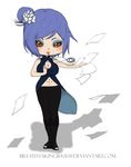  amber_eyes blue_hair chibi cleavage konan midriff naruto paper 