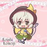  azuma_takeshi_(andon_kandelaar) blush character_name chibi eyeball green_eyes hat komeiji_koishi open_mouth skirt solo touhou 