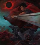  armor bad_id bad_pixiv_id berserk cape demon eclipse guts male_focus reflection solar_eclipse solo sword usamichan weapon zodd 