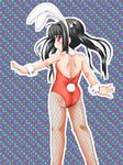  animal_ears bad_id bad_pixiv_id bare_shoulders black_hair bunny_ears bunny_girl bunny_tail bunnysuit fishnet_pantyhose fishnets from_behind hair_ornament hairband kemonomimi_mode kooh long_hair looking_back moniyon pangya pantyhose red_eyes solo tail twintails wrist_cuffs 