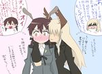  animal_ears blonde_hair blush brown_eyes brown_hair gertrud_barkhorn hanna-justina_marseille long_hair military military_uniform multiple_girls pipirucchi1 short_hair strike_witches translated tsundere uniform world_witches_series 