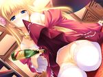  blonde_hair blue_eyes blush bra game_cg garter_belt nanairo_kouro nopan rachel_windsor rakko skirt_lift stockings underwear 