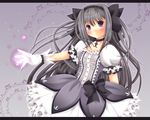  akemi_homura akiiyuuri black_bow black_eyes black_hairband blush bow choker dress frown gloves grey_hair hair_ribbon hairband jewelry long_hair magical_girl mahou_shoujo_madoka_magica ribbon solo 