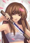  bandages brown_eyes brown_hair kaizeru long_hair sarashi seto_no_hanayome seto_sun solo sword weapon 