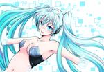  akiyoshi_sadanori aqua_eyes aqua_hair breasts cleavage digital_dissolve hatsune_miku long_hair medium_breasts navel solo twintails vocaloid 