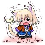  animal_ears blonde_hair bug butterfly cat_ears cat_tail chibi extra_ears hoshizuki_(seigetsu) insect kemonomimi_mode mizuhashi_parsee puru-see scarf solid_circle_eyes solo tail tears touhou trembling 