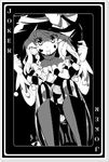  card_(medium) diamond_(shape) facepaint greyscale hat heart kabayaki_unagi kirisame_marisa monochrome solo touhou 