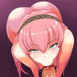  :&gt;= blue_eyes fellatio hetero jt_dong-agyoku megurine_luka oral penis pink_hair pov saliva solo_focus vocaloid 