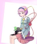  animal bad_id bad_pixiv_id bird hairband heart komeiji_satori mako-mako pleated_skirt purple_eyes purple_hair reiuji_utsuho reiuji_utsuho_(bird) ribbon short_hair sitting skirt solo third_eye touhou 