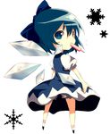  annoyed bad_id bad_pixiv_id blue_hair bow c_niko cirno dress food popsicle short_hair snowflakes solo touhou 