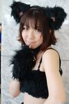  animal_ears choker cosplay croptop female human kemonomimi mao midriff nekomimi real shorts solo unknown_artist 