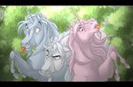  :p ambiguous_gender annoyed blue charlie_the_unicorn equine forest grey horns male outside pink pink_eyes tongue tree unicorn white 