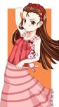  bad_id bad_pixiv_id brown_eyes brown_hair bunny dress hairband idolmaster idolmaster_(classic) long_hair minase_iori minemura solo stuffed_animal stuffed_bunny stuffed_toy 