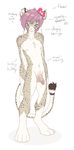  cheetah feline flower hair male model_sheet nude penis piercing pink_hair sneakerfox solo 