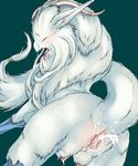  butt crotchboob cum cum_inside dragon ears eyes_closed female feral fluffy fluffy_tail fur horns legend_of_mana long_tail messy pussy raised_tail scalie solo spread_pussy spreading tail tongue unknown_artist vadise 