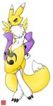  blue_eyes canine claws crossed_legs digimon female fox gloves looking_at_viewer renamon soft solo standing tail unknown_artist yellow 