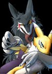  canine couple digimon female fox karabiner protective rain_silves remix renamon sergal tongue 