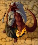  1boy anthro full_body furry male male_focus red scales single solo 