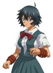  ahoge black_hair dark_skin ikkitousen school_uniform serafuku short_hair ukitsu_(ikkitousen) weights 