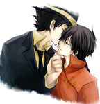  2boys black_hair braid eyes_closed fedora fon_(reborn) hat katekyo_hitman_reborn katekyo_hitman_reborn! kiss multiple_boys reborn yaoi 