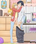  blue_eyes blush brother_and_sister incest kousaka_kirino kousaka_kyousuke no_panties no_underwear ore_no_imouto_ga_konna_ni_kawaii_wake_ga_nai photoshop small_breast stockings tiptoes 