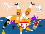  alcohol beer beverage bottle breasts canine cherry chest_tuft condom cream digimon drunk fedupfox female fox fur hi_res hindpaw lube mammal ms_paint nipples note passed_out paws pie pussy renamon spill tuft underwear upside_down 