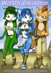  blue_eyes bottomless breasts camel_toe canine female fox green_eyes hair krystal male nipples palcomix pussy short_hair star_fox tail threesome tongue video_games worthy_encounter 