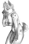  anthro breasts dickgirl herm hyena intersex knot looking_at_viewer mammal nipples nude oet penis plain_background solo spotted_hyena tail tongue white_background 