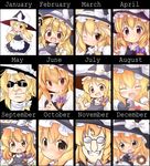  2010 bad_id bad_pixiv_id blonde_hair blush braid chargeman_ken! chart cosplay glasses gojou_masaru gojou_masaru_(cosplay) hair_ribbon inazuma_eleven inazuma_eleven_(series) kirisame_marisa mini-hakkero multiple_persona multiple_views parody ribbon smile sunglasses tobi_(nekomata_homara) touhou yellow_eyes 