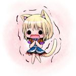  animal_ears blonde_hair cat_ears cat_tail chibi extra_ears hoshizuki_(seigetsu) kemonomimi_mode mizuhashi_parsee open_mouth puru-see scarf solo tail touhou trembling 