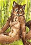  &hearts; anthro canine female green_eyes mammal necklace nude piercing silentravyn solo wolf 