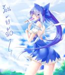  alternate_hairstyle ass back bare_back bare_shoulders blue_eyes blue_hair blush bow breasts cirno food hair_bow hot long_hair looking_back medium_breasts mouth_hold nipple_slip nipples older ponytail popsicle sesield solo sweat thai touhou translated very_long_hair wet wings 