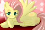  female feral fluttershy_(mlp) friendship_is_magic fur green_eyes hair horse mammal my_little_pony pegasus pink_hair pony solo unknown_artist wings yellow yellow_fur 