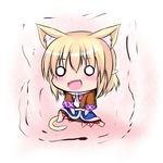  animal_ears blonde_hair cat_ears cat_tail chibi extra_ears fang hoshizuki_(seigetsu) kemonomimi_mode mizuhashi_parsee o_o open_mouth puru-see scarf smile solo tail touhou trembling 