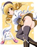  bad_id bad_pixiv_id blonde_hair drill_hair hat highres imai_kazunari kyubey long_hair magical_girl mahou_shoujo_madoka_magica no_panties smile thighhighs tomoe_mami twin_drills twintails yellow_eyes 