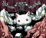  abs alternate_form claws epic giant glowing glowing_eyes horror_(theme) kyubey mahou_shoujo_madoka_magica monster muscle no_humans shadow zapan 