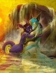  aoi couple duo fable_(artist) female krystal_rayne nude water waterfall 