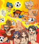  endou_mamoru fubuki_shirou gouenji_shuuya inazuma_eleven inazuma_eleven_(series) kazemaru_ichirouta kidou_yuuto kino_aki nude otonashi_haruna raimon_natsumi soccer_ball zenra 