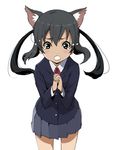  animal_ears bad_id bad_pixiv_id black_hair blush_stickers brown_eyes cat_ears enami_katsumi highres k-on! long_hair nakano_azusa school_uniform solo tears twintails 