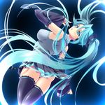  aqua_eyes aqua_hair ass bad_id bad_pixiv_id black_legwear detached_sleeves hatsune_miku kinosaki_yuki long_hair necktie panties solo striped striped_panties thighhighs twintails underwear vocaloid 