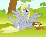  blonde_hair cookie derp derpy_hooves_(mlp) equine female feral food friendship_is_magic grass grey_body hair horse mail mailbox mammal muffin my_little_pony paint34 pegasus penetration pony pussy pussy_juice solo tree vaginal vaginal_penetration wing_boner wings wood 