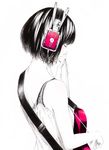  blush cable camisole closed_eyes copyright_request guitar headphones instrument short_hair solo sousou_(sousouworks) upper_body 
